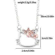 1pc Sanrio Cute Hello Kitty Metal Pendant Necklace, Elegant Crown Rhinestone Embellished Kitty Necklace, Suitable For Daily Wear Or Gift - Multicolor - View 9
