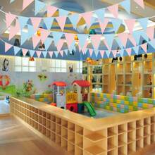 1/3/5个装性别揭晓三角旗横幅，浅蓝色和粉色纸质三角旗，悬挂装饰，适用于婴儿派对（男孩或女孩）性别揭晓派对背景、生日派对、婴儿房装饰 - 彩色 - 查看 9