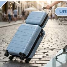 20 And 14 Inch Luggage & Cosmetic Storage 2pcs Set, With Spinner Wheels, Carry-On Size Suitcase Travel Suitcase Suitcases Suit Case Travel Luggage Carry On Suitcase Carry On Hand Luggage Suitcase Set Luggage Set Luggage Bag - Blue - View 9