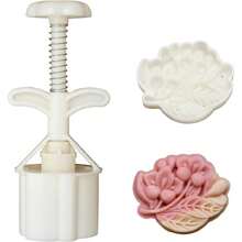 Mooncake Mold 4 PCS, Hand Press 50g Cookie Stamps,Moon Cake Mold Thickness Adjustable,Cute Patterns DIY Moon Cake Mold,Mid Autumn Festival DIY (I),40806353 - 鏽棕色 - 查看 1