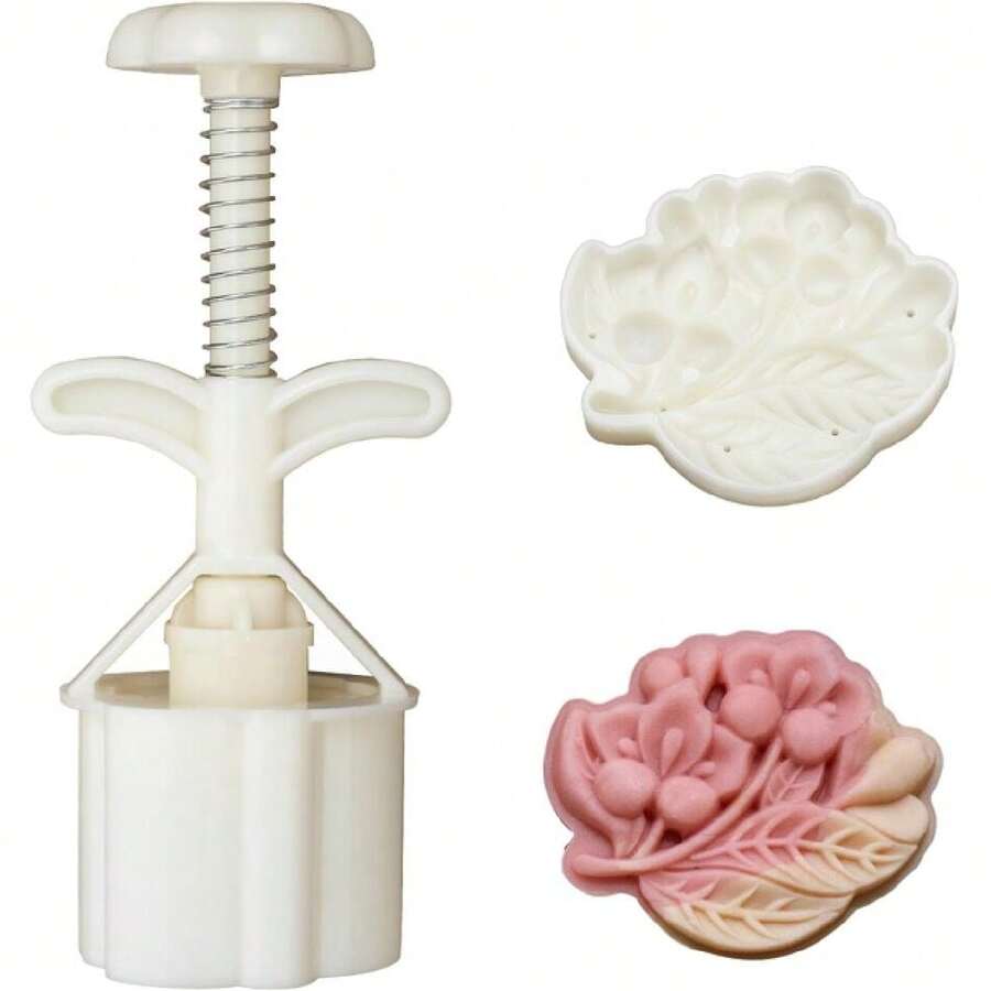 Mooncake Mold 4 PCS, Hand Press 50g Cookie Stamps,Moon Cake Mold Thickness Adjustable,Cute Patterns DIY Moon Cake Mold,Mid Autumn Festival DIY (I),40806353 - 鏽棕色 - 查看 1
