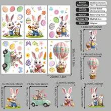 BRUP 1/6 Sheets/Set Whimsical Bunny Easter Window Cling, 6 Cute Rabbits With Colorful Eggs And Butterflies, Removable Static Decals For Kids Bedroom Living Room Nursery Windows Decor, Spring Festival Easter Theme Art - Multicolor - View 4