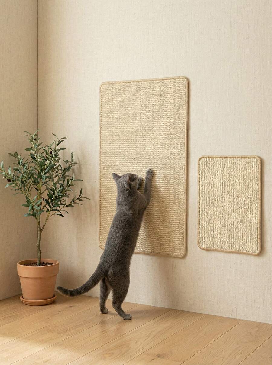 PETSIN 1 Pc  Cat Scratcher Mat Natural Sisal Cat Scratch Mats Scratching Pad Protect Carpets And Sofas - Khaki - View 1