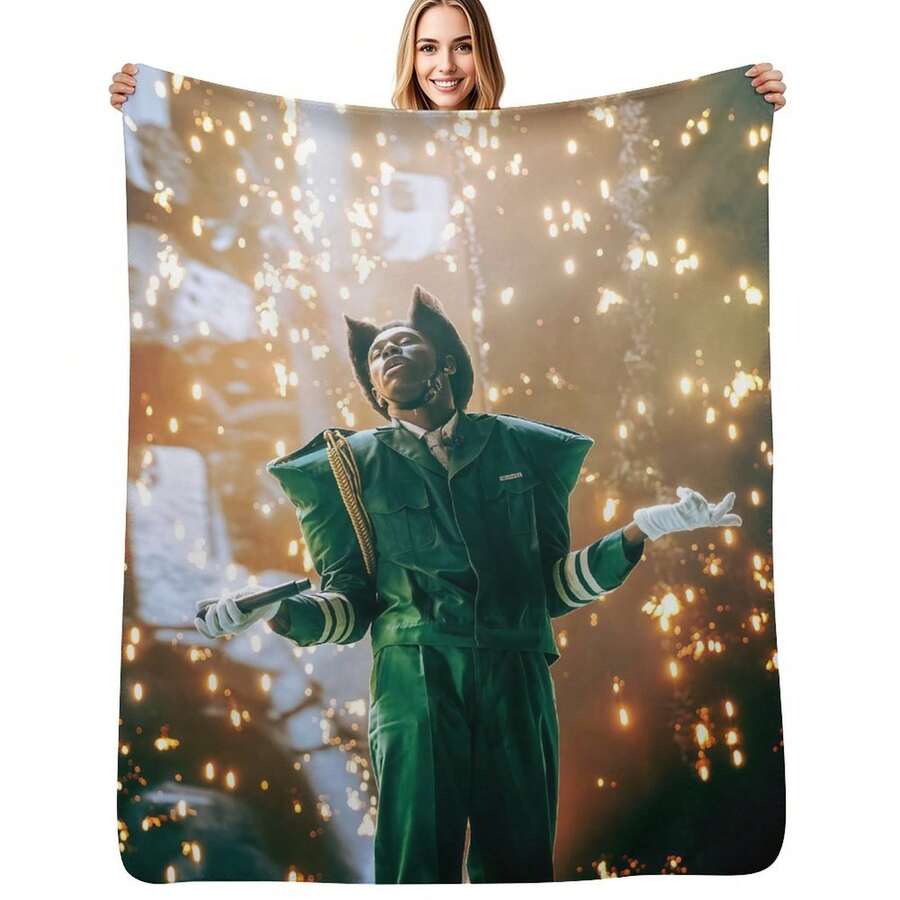 Tyler Rapper Flannel Blanket The Creator Blanket All Season Warm Ultra Soft Casual Throw Blanket For Bedding Couch Bed Sofa Dorm - Black and White - View 1