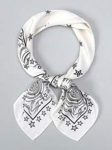 1pc Bandana Geometric Print Scarf, Shawl, Neckerchief, Headscarf For Women - Multicolor - View 3