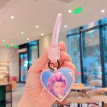 1pc KPOP Demon Hunters Leather Keychain, KPOP Demon Hunting Girl Group Backpack Pendant, Car Key Chain, Valentine's Day Gift - Multicolor - View 3