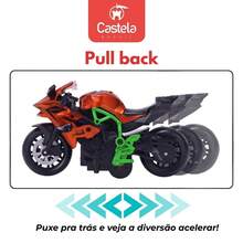 Miniatura Moto Esportiva Metal Pull Back1:14 Laranja Castela - Laranja - Visão 6