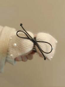 1 件装女士秋冬羊毛蝴蝶结发夹，可固定后脑勺丸子头，鲨鱼形发夹，半扭发造型头饰配饰 - 彩色 - 查看 8