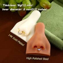 16G Opal Septum Rings CZ, 316L Surgical Steel Septum Jewelry, Nose Rings Hoops Clicker, Helix Tragus Rook Daith Piercings For Women Men Silver/Gold 8 Mm - Ngọc Opal Bạc Tím - Xem 5