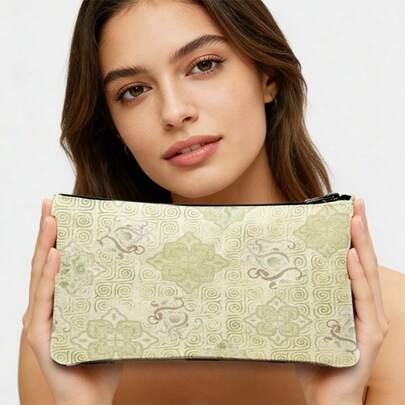 1个女士旅行化妆包，2D印花，便携式拉链化妆品和洗漱用品收纳袋，多用途，适合旅行、健身和日常使用