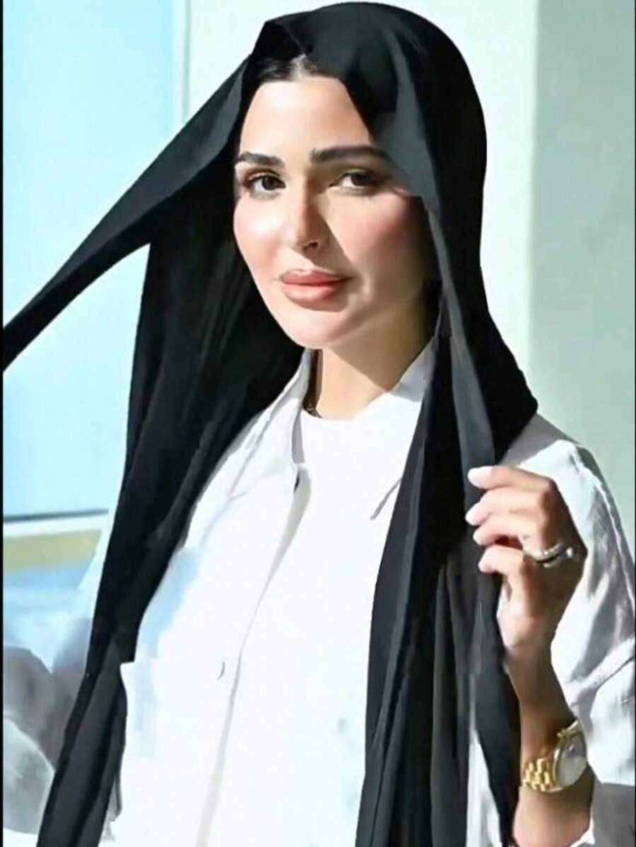1 pieza Hiyab instantáneo de lino con cristales para atar, unicolor clásico básico, suave y transpirable de tela de lino tipo seda, diseño cruzado conveniente, adecuado para el trabajo y la vida diaria como accesorio de abaya - A - Ver 1