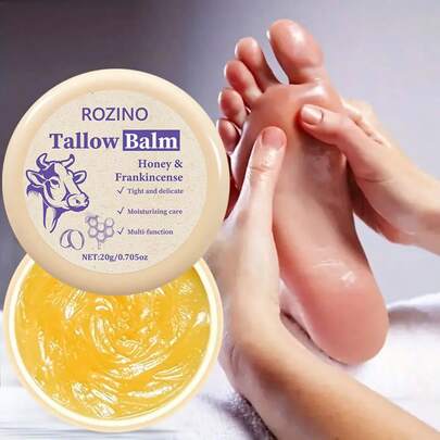 20g Tallow Foot Cream, Instantly Moisturizing, Tightens Whole Body Skin, Cooling And Non-Greasy For Summer, Enriched With Tallow, Honey, Frankincense, Vitamin C, Jojoba Oil, Coconut Oil, Aloe Vera, Lavender, Suitable For Face, Neck, Legs, Body, Feet, Hands, Buttocks, Abdomen, All Skin Types, Unisex, Great For Holiday Gifts