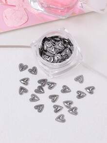 可爱灰色爱心美甲装饰 1盒 3D金属爱心美甲饰品 Y2K风格 DIY美甲饰品配件 情人节 - 灰色 - 查看 8