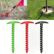 多包装T型塑料螺旋帐篷地钉，帐篷地锚，天幕固定器，适用于露营、徒步旅行、搭建庇护所，帐篷防风配件，户外装备 - 彩色 - 查看 2
