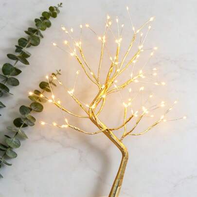 108 LED Golden Branch Shaped Ambient Light, For Home Decor, Party Decor, Holiday Decor, Suitable For Bedroom, Living Room, Shop Window, Party, New Year, Holiday Scenes. Battery Powered (Batteries Not Included)