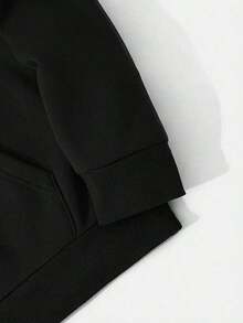 1PCS Sudadera con Estampado de Pareja con Bolsillo Canguro y Cordón - Negro 1 - Ver 3