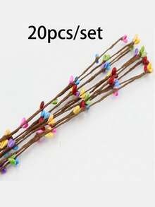 20pcs Colorful Easter Artificial Berry Stems - Plastic Floral Sticks With Heart-Shaped Berries, Ideal For DIY Wreaths And Spring Decorations - Multicolor - View 7