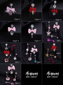 1-4 件 Fairycore 可爱粉色蝴蝶结肚脐环 Y2k 风格心形水钻装饰肚脐首饰粉色海龟肚脐穿孔蝴蝶结肚脐环吊坠肚脐穿孔条心形不锈钢海星肚脐环肚脐钉亚克力肚脐环肚脐穿孔首饰礼物适合女性女孩日常佩戴圣诞节万圣节礼物情人节 - 彩色 - 查看 7