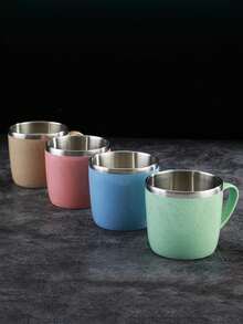 2pcs Stainless Steel Double-Layer Insulated Milk/Coffee Breakfast Mugs - Multicolor - View 1