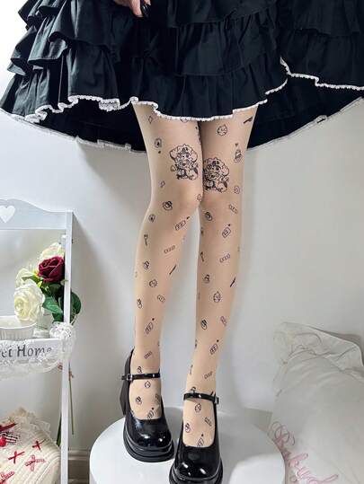 1 Pair Women's Fashionable Sexy Cartoon Pantyhose