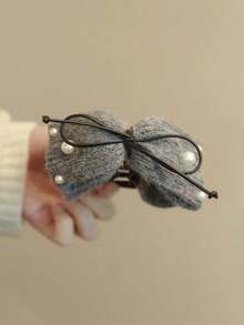 1 件装女士秋冬羊毛蝴蝶结发夹，可固定后脑勺丸子头，鲨鱼形发夹，半扭发造型头饰配饰 - 彩色 - 查看 12