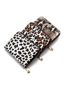 1pc Leopard Print Fashion Coin Purse, Compact & Convenient Multi-Slot Card Holder, Multifunctional ID Card Case, Great For Commuting, Shopping, And Gift Giving - Multicolor - View 1