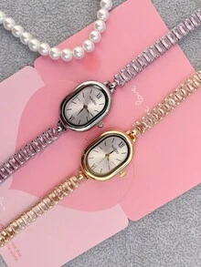 女士手链手表，粉色水晶石英表，适合日常佩戴、开学季、情人节礼物 - 均碼 - 查看 9