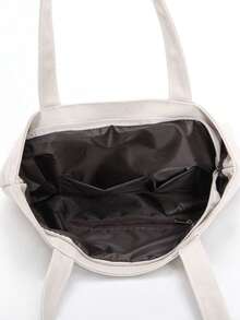 peach tree Tote Bag, Women's Canvas Shoulder Bag, Shopping Bag, Cartoon Cat & Fish Print, Solid Color, Love Heart Design, Beach Bag, Reusable Bag, Travel Bag, Suitable For University, School, Outings, Vacations, Lightweight, Large Capacity, Autumn, Christmas Shopping, Laptop Bag, Thanksgiving, Winter, Wallet, Storage Bag, Gym Bag, Black, Multifunctional Outdoor Casual Travel, Gift For Friends, Valentine's Day - Multicolor - View 9