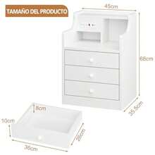 buros para recamaraFL Mesita de NoceMesa iliar con Estante de Almacenamiento y Estacion de Carga Buros para Recamara con 3 Caones Moderna Mueble para Recamara para Dormito Sala de Estar Blancoburos para recamara - Blanco - Ver 2