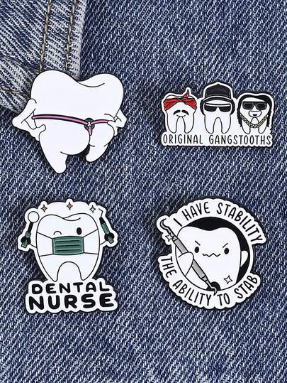 1PC Funny Dental Enamel Pins Cute Tooth Brooches For Dentist Nurse Backpack Lapel Decor Gift