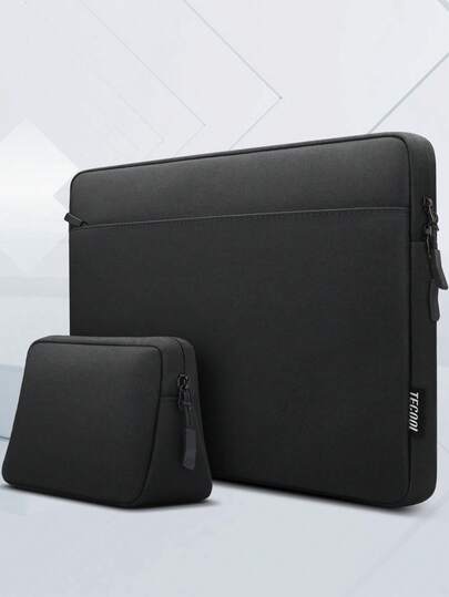 TECOOL 适用于 14-16 英寸笔记本电脑的保护套，兼容 MacBook Pro 16 英寸、14-15.6 英寸 HP、ASUS 等品牌，防震防水，带配件袋，黑色