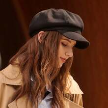 时尚纯色羊毛报童帽，秋冬英伦复古八角艺术家贝雷帽，百搭