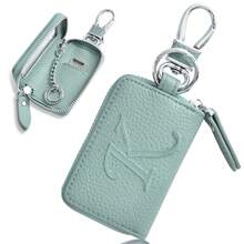 Personalized Leather Car Key Holder Smart Key Case Remote Control Keychain For Men And Women Initial Letter Customized Gift For Women Money Wallet Mini Wallet Purse Wallet Wallet Keychain Small Wallet Cute Wallet - Blue - View 6