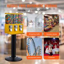 Commercial Vending Machine, Triple Compartment Candy Dispenser With Iron Stand, Gumball And Candy Machine For Business, Coin Operated Gumball Bank For Toy Capsules Bouncy Balls Candy Nut, Yellow - Màu vàng - Xem 6