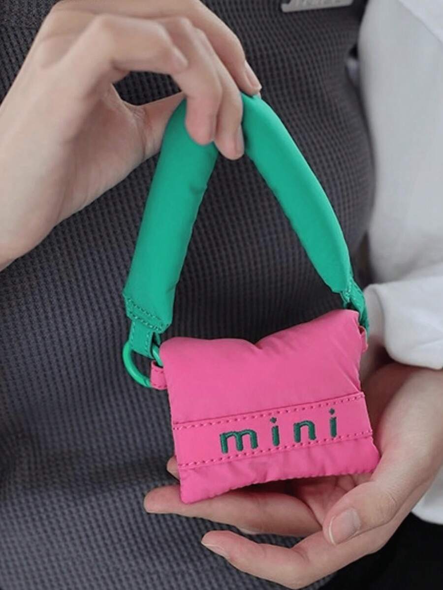 New Mini Small Bag Female Cute Headphone Bag Cloth Handheld Lipstick Bag Data Cable Storage Bag - Pink - View 1