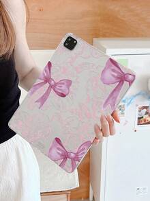 Bow-Knot Sweet Style Floral Bow Transparent Shockproof Aesthetic IPad Protective Case, Compatible With IPad 11th Generation, IPad A16, 10th Generation IPad And Other IPad Models - Clear - View 7