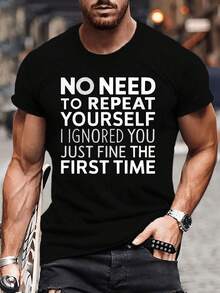 Funny Sarcastic Graphic Tee - No Need To Repeat Men's Cotton-Shirt, Breathable Crew Neck, Summer Casual,Unisex Crewneck-Shirt Men And Women - Black - View 2