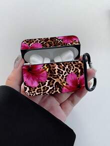 猎豹纹、豹纹时尚性感豹纹芙蓉花苹果蓝牙耳机保护套，哑光黑方形加厚设计，配有1个黑色登山扣，适合通勤、购物、校园等各种场合，也可作为礼物送给女朋友。 - 黑色 - 查看 3