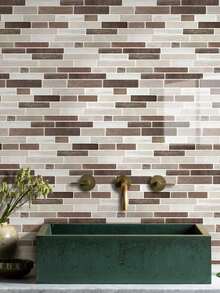 1/12/24片装亮面自粘墙贴 - 30厘米 x 15厘米，防水浴室墙贴，家居DIY装饰，现代风格，适用于厨房、卧室、房车等，装饰墙贴 - 彩色 - 查看 3