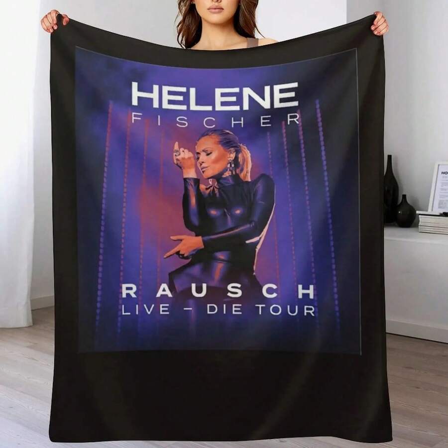 Helene Fischer Live, -Die Tour Throw Blanket Vintage Decoratives Hair Hairy Blankets - Black - View 1