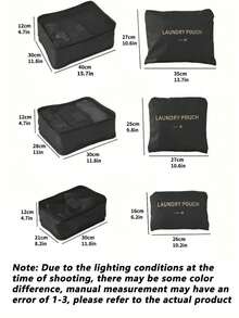 6pcs Travel Luggage Organizer Bags, Suitcase Packing Cubes, Shoe Bag, Clothes & Underwear Pouches, Unisex - Multicolor - View 11