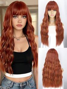 24 Inch Long Wavy Bangs Wig, Made Of High-Quality Synthetic Material, Suitable For Women's Daily Commute - Multicolor - View 10