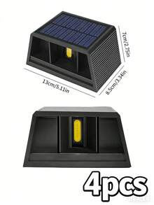 1/2/4/6节太阳能充电式1200mAh锂电池，COB光源上下照明，光束角度可调，阳光感应户外防水太阳能壁灯，简约走廊通道室内外别墅现代酒店装饰洗墙灯 - 黑色 - 查看 11