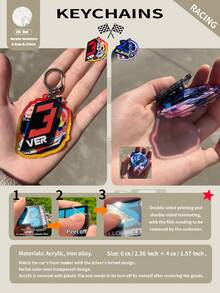 2D Cartoon Character Keychain, Racing Car Sports Keychain, Suitable For Car Enthusiasts, Birthday Gifts, Keychains, Car Key Chains, Packaging Decorations, Backpacks And Indoor Decorations - 1 Keychain (double-sided Printing, Requires Peeling Off the Protective Film). - View 7