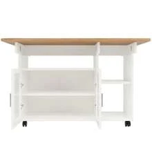Kitchen Island, Modern Kitchen Island, Kitchen Cabinet, Removable Serving Cart, Sideboard, Wood-Look Dining Cart, Buffet, Multifunctional Dining Table With Storage, Black - 白色 - 查看 7
