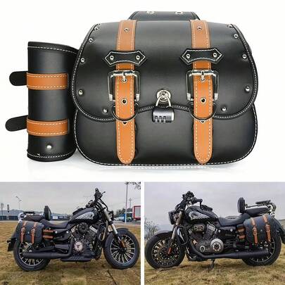 תיק צד למושב האחורי של אופנוע, מתאים לרוב כלי הרכב, תיק כלים לציוד חיצוני עם נעילת סיסמה ומחזיק בקבוק מים