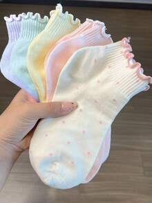 2020年5月10日 随机发货 女士可爱荷叶边爱心波点时尚百搭透气短袜 - 彩色 - 查看 31