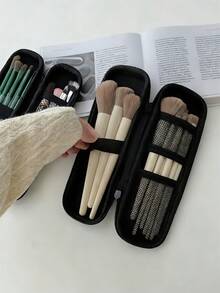 PU Makeup Brush Holder Case With Brush Slots, Portable Travel Makeup Brush Set Organizer Pouch For Lip Brush, Skincare Pen, Keys, Coins And Other Small Items, Cosmetic Bag, Multi-Functional Storage Box, Lightweight And Organized, Suitable For Travel, Cruise, Unisex - Multicolor - View 12