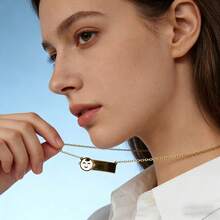 1件微笑男孩项链，可调节链条首饰，不锈钢笑脸标签项链 - 彩色 - 查看 7