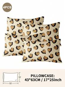 1件/2件/4件装涤纶豹纹枕套（不含枕芯），柔软舒适，四季皆宜 - 彩色 - 查看 16